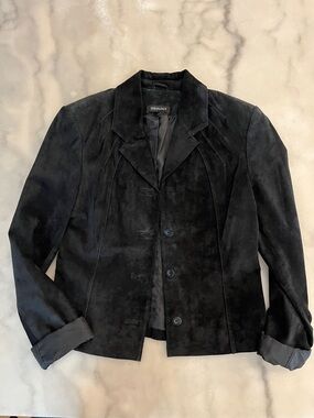 Ideology Black Suede Tailored Button Jacket